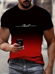 Men's Casual Short Sleeve T-Shirt With 3D Gradient Print Breathable Polyester Blend Round Neck Short Sleeve Suitable For Spring