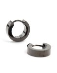 Waterproof Black Coated Stainless Steel Chunky Huggie Earrings