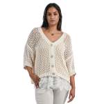 Crochet Four Button Cardi - Cream Free