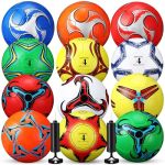 Lunmon 12 Pcs Bulk Soccer Balls With 2 Pump Official Size Deflated Ball Football For Indoor Outdoor Game Sports Training Adult P