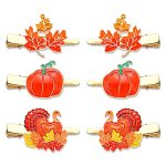 Thanksgiving Hair Clips Set For Women Girls Turkey+pumpkin+maple Leaf