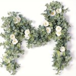 Zaphyron 199.95CM Eucalyptus Garland With Flowers - Ideal For Weddings Parties & Home Decor