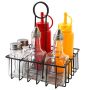 Table Condiment Holder Powder Coated Black With Bottles 7 Piece Set