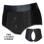 High Rise Panty Crotchless Harness - Black - XXXL