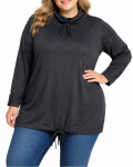 Ladies Plain Funnel Neck Tunic - 60 Black