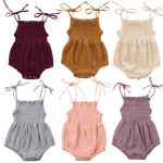 Solid Stretch Bodice Romper With Shoulder Tie 12-18M Maroon