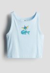 Ribbed Vest Top - Light Blue Pok Mon