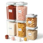 Eqi Airtight Food Containers Set With One-touch Lid Mixed Size Set 2.8 Qt 2+ 4.2 Qt 4 With Scoop Stackable Jars For Complete Kit