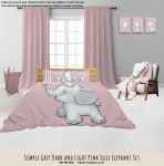 Kids Duvet Set Simple Light And Dark Pink Ellie Elephant