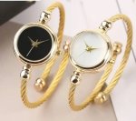 Ladies Bangle Watch - Silver & White Dial