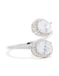 Silver Double Cubic Zirconia Ball Ring - M l