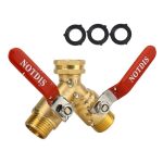 Hose Splitter 2 Way Heavy Duty Brass Garden Hose Splitter With 304 Stainless Steel Long Handle Outdoor Full Flow Hose Splitter C