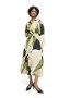 Belted Print Satin Midi Shirt Dress