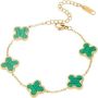 Dainty Gold Green Clover Women Four Leaf Clover Bracelet