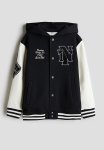 Sweatshirt Baseball Jacket - Black & White