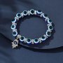 1PC Royal Blue Devil's Eye Beaded Palm Eye Pendant Bracelet Festival Gift For Men And Women