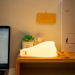 1PC Cute Duck Night Light LED Animal Night Light Silicone Dimmable Timing Lamp Kawaii Light Up Lying Flat Duck Touch Light For B