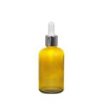 50ML Amber Glass Aromatherapy Bottle With Pipette - White & Silver Collar 18 89