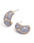 Goldair Gold Marble Lilac Enamel Huggie Earrings