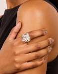 Silver Multi Cubic Zirconia Layered Wrap Ring - M l