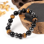 Triple Protection Bracelet For Protection Bring Luck & Prosperity Hematite Black Obsidian Tiger Eye Stone Bracelet