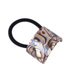 French Amie Canopy Curve Silver Onyx Grey 1 1 2" Cellulose Acetate Handmade Ponytail Non-slip Flexible Elastic Hair Tie For Wome