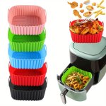 Non-stick Silicone Air Fryer Liner - 20.32CM Square Reusable & Easy Clean - Fits 4-7 Qt Models - Oven & Microwave Safe For Healt