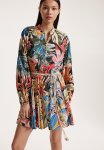 Macram -belt Dress - Black floral