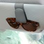 Convenient Eyeglasses Hanger Installed With A Magnetic Clip Sunglasses Holder For Car Sun Visor Artificial Leather Eyeglass Hanger Clip With Ticket Card Holder