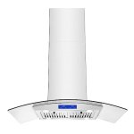 Tieasy Island Range Hood 36 Inch 700 Cfm Ceiling Mount Kitchen Stove Hood Ducted With Tempered Glass 4 LED Lights Touch Control