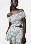 Linen-blend Smocked Top - White Floral