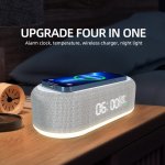Wireless Charger With Time Alarm Clock LED Indicator Thermometer And Phone Dock Station With Earphone Compartment For Iphone And