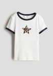Cotton Jersey Top - White Star
