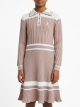 Polo Girls Ava Knitted Colour Blocked Dress Rose Taupe - Rose Taupe 13 To 14