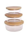 3PIECES Bamboo Lid Glass Meal Prep Containers Eco-friendly Glass Lunch Box