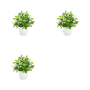 3-PACK Plastic Faux Potted Plant Set - Green/white