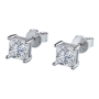 1.20CT Certified Princess Moissanite Diamond Sterling Silver Stud Earrings
