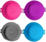 Silicone Air Fryer Liner Reusable Non-stick Air Fryer Pot - 4 Pack Airfryer Tray