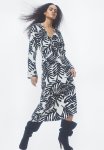 Tie-detail Cr Pe Dress - Cream patterned