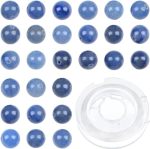 Bymitel 90PCS Natural Crystal Beads Stone Gemstone Round Energy Healing Loose Beads With Stretch Cord For Jewelry Making Bracele