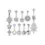 Women's Navel Piercing Set - 9 Pcs Crystal Belly Button Rings