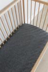 Charcoal Washed Cotton Cot Fitted Sheet - Large Sa Cot: 132CM X 66CM X 10CM