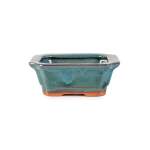 Assorted Glazed Bonsai Pots 5" - Green Rectangle With Decorative 12 X 1 X 4.5CM