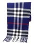 Men's Checked Scarf Cashmere With Tassels - Dark Blue/grey