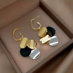 Glossy Round Sheets Dangle Earrings Elegant Simple Style Iron Jewelry Delicate Female Earrings