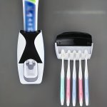 Wall-mounted Toothbrush & Toothpaste Holder Set - Dustproof Space-saving Bathroom Organizer With Automatic Dispenser Christmas h