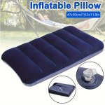 Portable Air Inflatable Camping Pillow - Pvc Fabric Snap Closure Nylon Cover Hand Washable Modern Style All-season Comfort For O