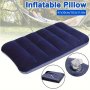 Portable Air Inflatable Camping Pillow - Pvc Fabric Snap Closure Nylon Cover Hand Washable Modern Style All-season Comfort For Outdoor Travel Back Sleepers Sports