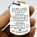 1PC To My Love Keychain For Men Gift For Husband Wife Anniversary Valentines Gift Jewelry For Him Her Women Men