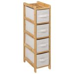 Narrow White Bamboo Chest Of Drawers 4 Drawers 78.5CM